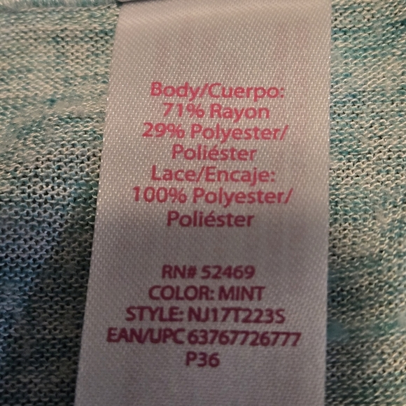 No Boundaries Mint Lace Top Women’s XXL Hi-Lo Hem 3/4 Sleeve + Infinity Scarf - Picture 7 of 10